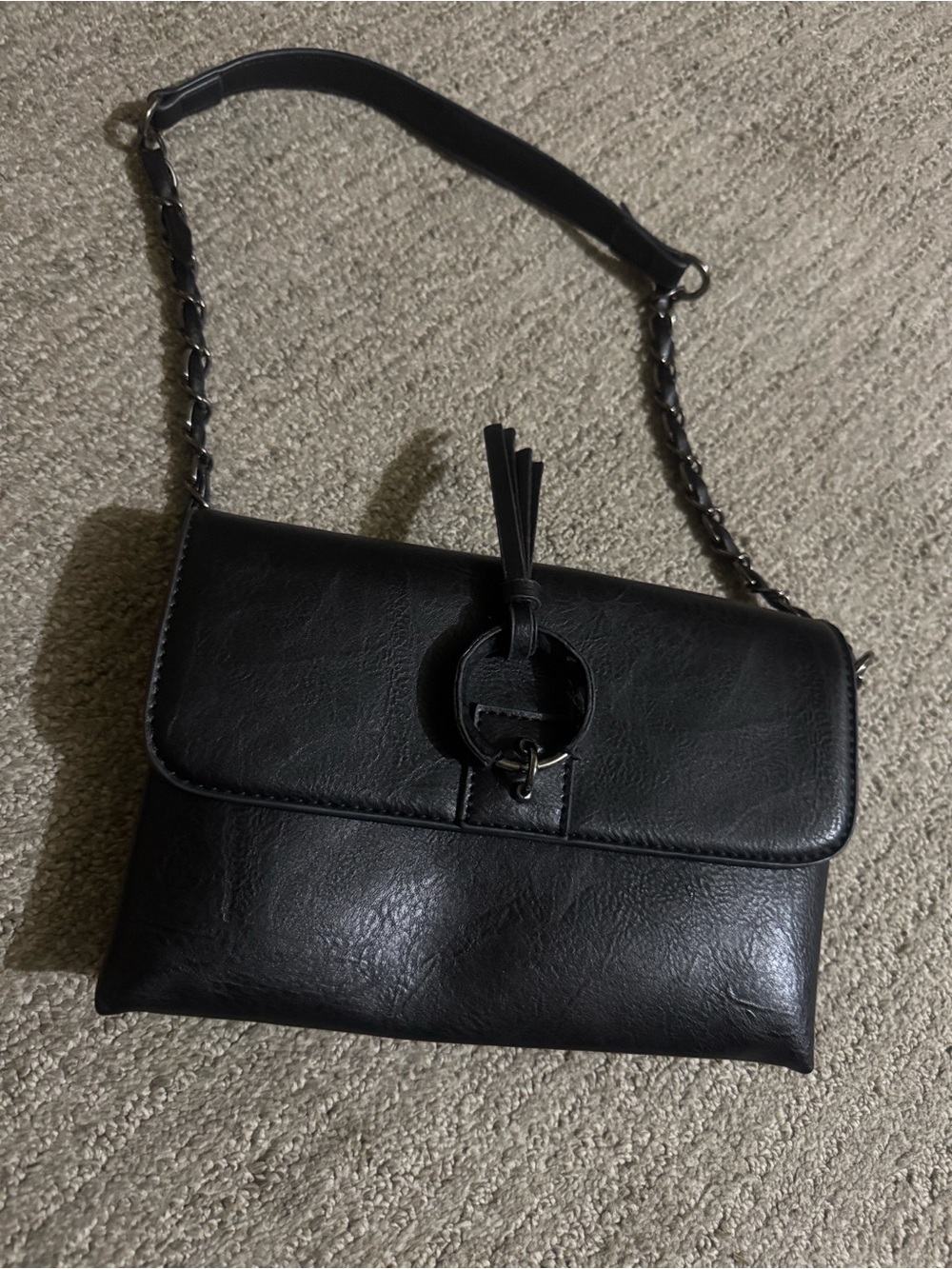 Sam & Hadley Classic Black Leather shoulder Bag